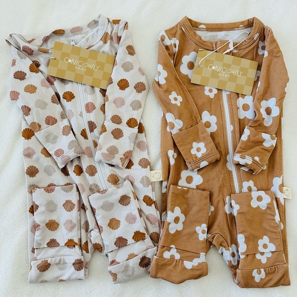 Consciously Baby Bamboo Zip One Piece Pajamas Size 0-3 months - Picture 4 of 10